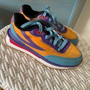 Fila Vintage Size 2 Youth Multicolor Retro Trainer — Purple, Orange, Teal, Black
